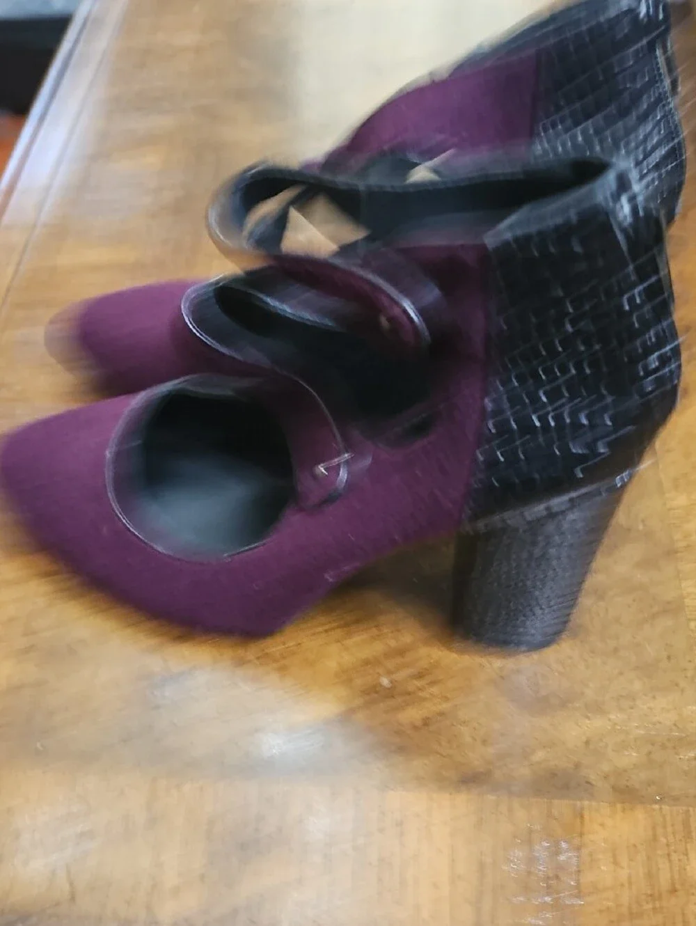 Gianni Bini Plum Double-Strap Mary Jane Block Heels